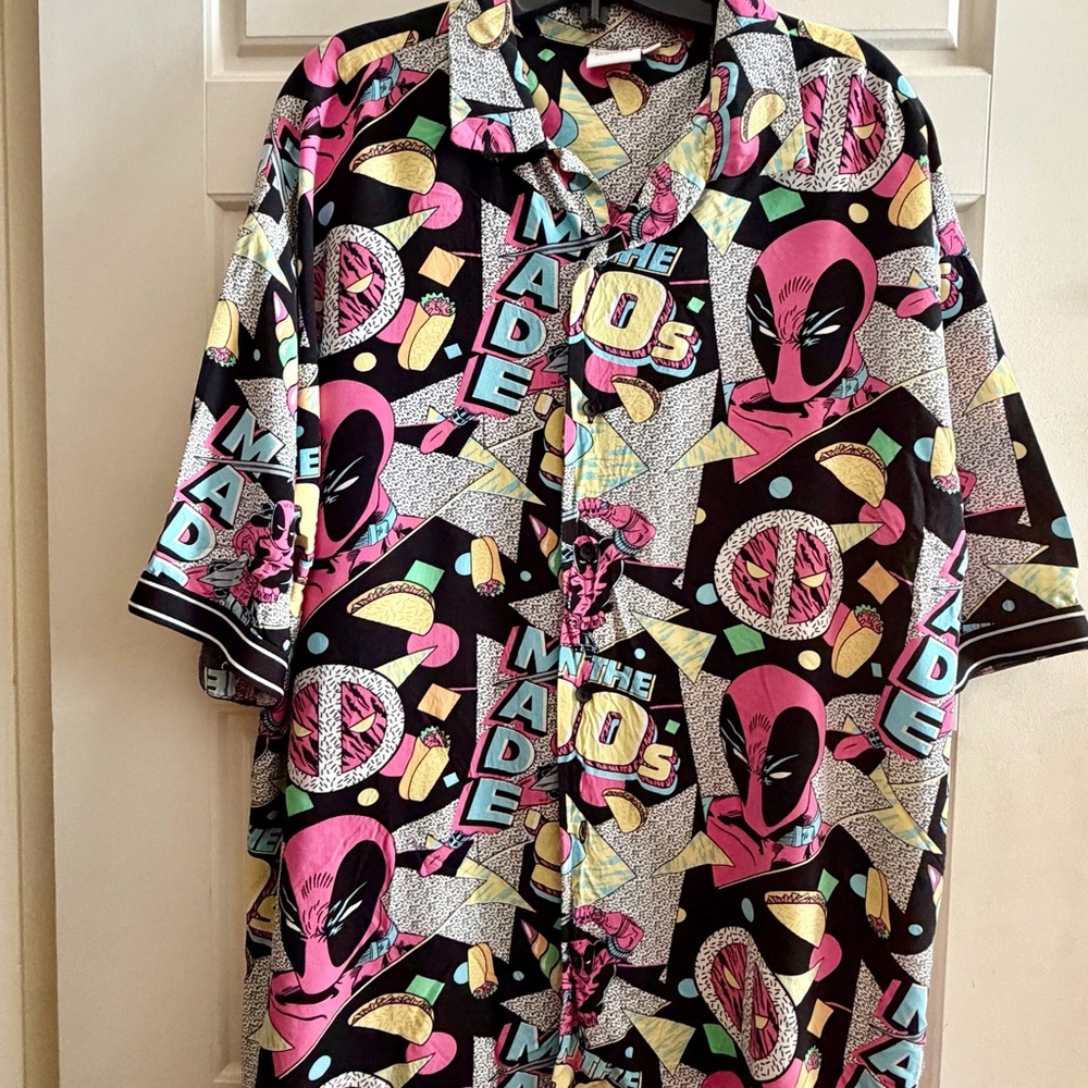 RARE Vintage Deadpool “Made in the 90s” Men’s Button-Up Shirt – Large - Picture 7 of 11